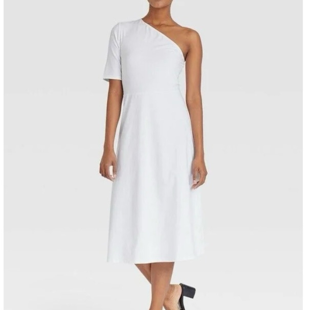 Who what wear women’s one shoulder White Dress new with tag style midi XL